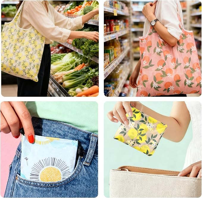 3PCS Foldable Reusable Shopping Large Bags kitchen Reusable Grocery Bags Durable Foldable Tote Bulk Market Cloth Storage Bags with Handles Machine Washable - Image 5