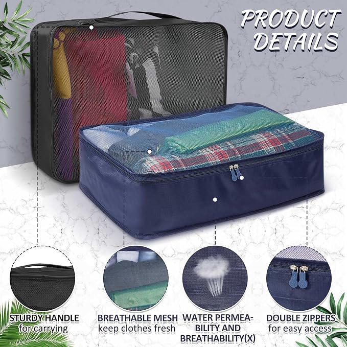 Silkfly 8 Pcs XL Packing Cube for Travel Luggage,Simple,Multicolor | 17.7 x 13 x 4.7, Same Size, Mix Color Suitcase Storage Organizer Set, Reusable Mesh Clothes Cube for Hiking Camp Family - Image 3