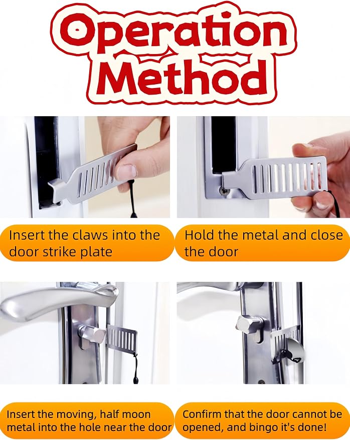 Portable Door Lock, 1 Pcs | For Travel, Hotel Door Locks for Travelers Security, Travel Safety Door Lock Device, Anti-Theft Stopper for Apartment - Image 3