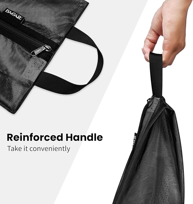 Bagail Shoe Bags for Travel, TPU Water Resistant Shoe Pouch(2Psc, Black) | 17x10x5in,Fits Women’s US 5-12,Fits Men’s US 6-16,Visible Mesh,TPU Water Resistant Lining,YKK Zipper,Portable Handle - Image 4