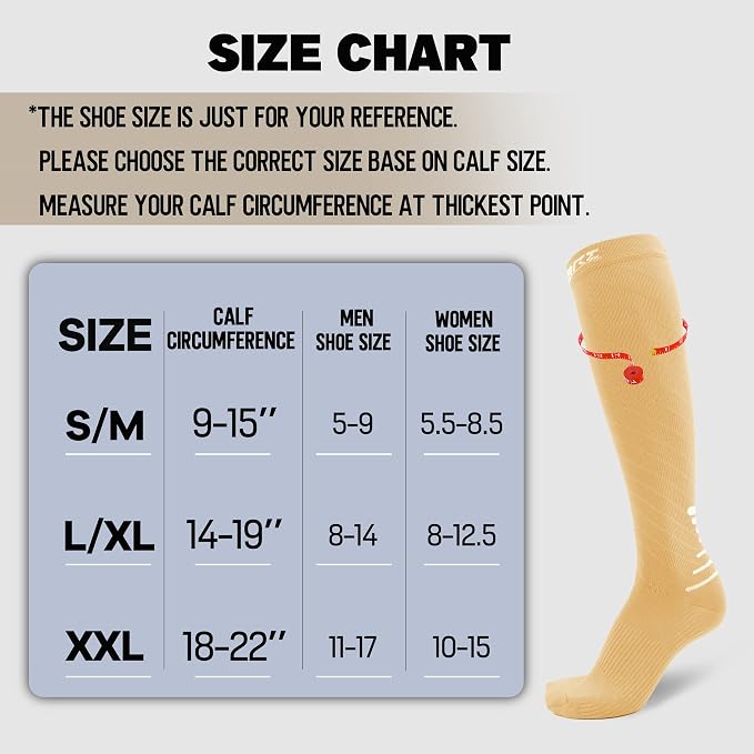 Compression Socks for Women Men 20-30 mmHg, Knee High Support Circulation Sock for Travel Sport Medical (1or 2Pair) - Image 5