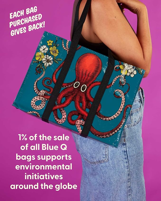 Blue Q Reusable Shoulder Tote Bag – Carry Everywhere Bag with a Hefty Zipper, Durable, Fun Design, 95% Recycled Material - Image 6