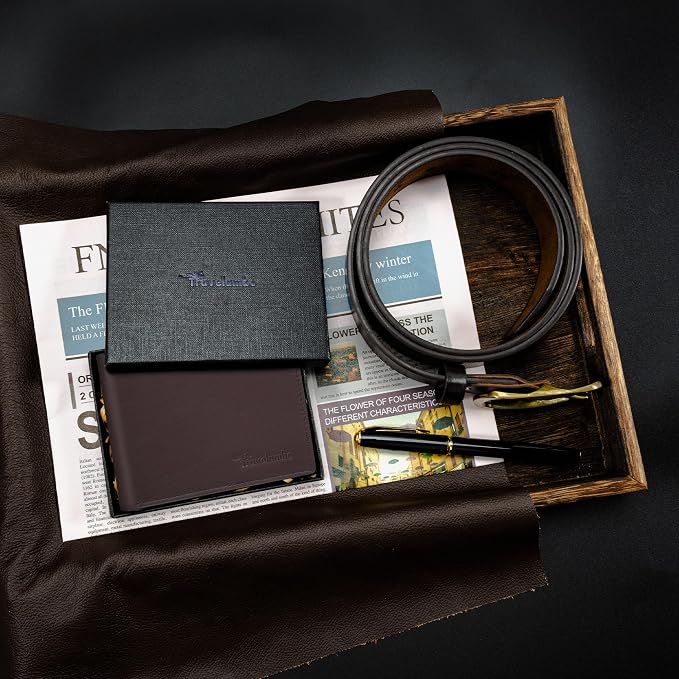 Travelambo Genuine Leather Wallet for Men with Gift Box - Handmade Bifold Stylish - Mens Wallets Rfid Blocking with 2 ID Windows - Image 9