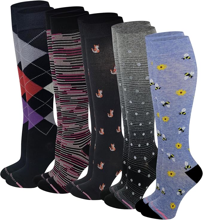 Dr. Motion Compression Knee High Socks for Women - 5 Pairs Pack by Dr.+Motion
