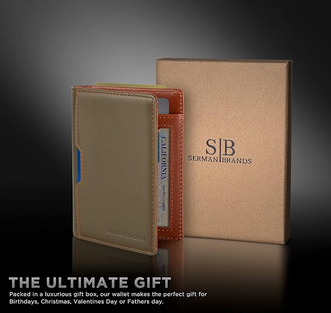 SERMAN BRANDS - Wallets for Men Slim Mens leather RFID Blocking Minimalist Card Front Pocket Bifold Travel Thin - Image 6