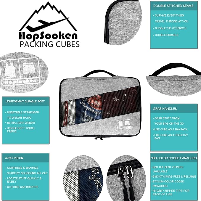 5 Set Packing Cubes for Travel Large Suitcase Luggage Organizer Bags Travel Accessories Vacation 4 Cubes 1 Laundry Pouch Bag - Image 6