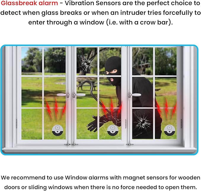 6 Pack Window Glass Break Alarm with Vibration Sensor | Black Silver, up to 1 year battery life, up to 130db - Image 5