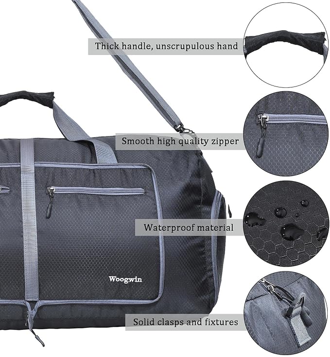 Woogwin Travel Duffel Bag Large Foldable Waterproof Overnight Bag for Beach Swim Bags Pool Sports Gym - Image 4