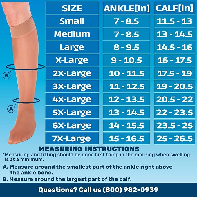 ABSOLUTE SUPPORT Sheer Knee High Compression Socks 8-15mmHg | Made in USA, Graduated Medical Compression, Circulation & Varicose Veins, Edema, Swelling, Lymphedema, Travel Ready, A107 - Image 2
