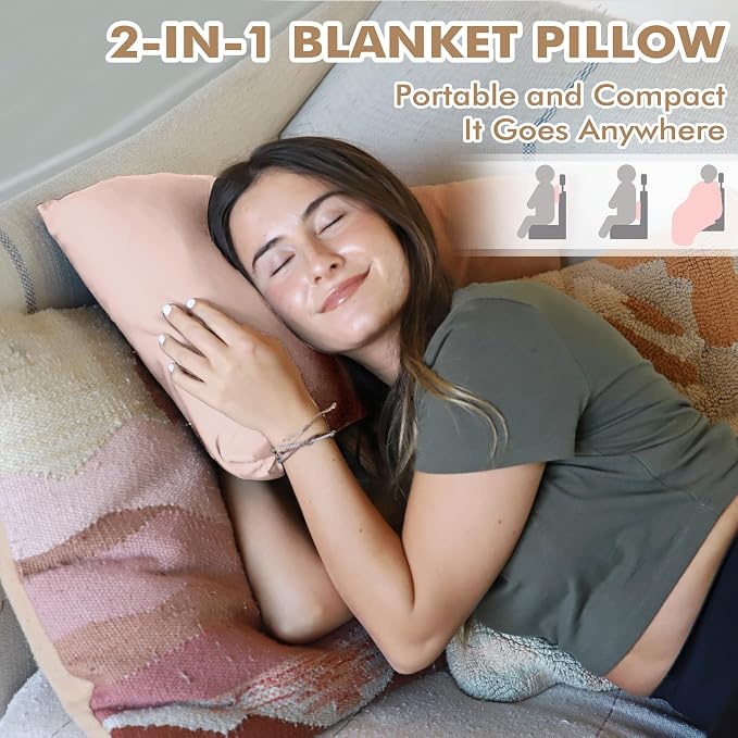 Tirrinia Travel Blanket Airplane Office Poncho 4 in 1 Premium Cozy Fleece Portable Poncho Blankets with Built-in Bag, Pocket - Image 4