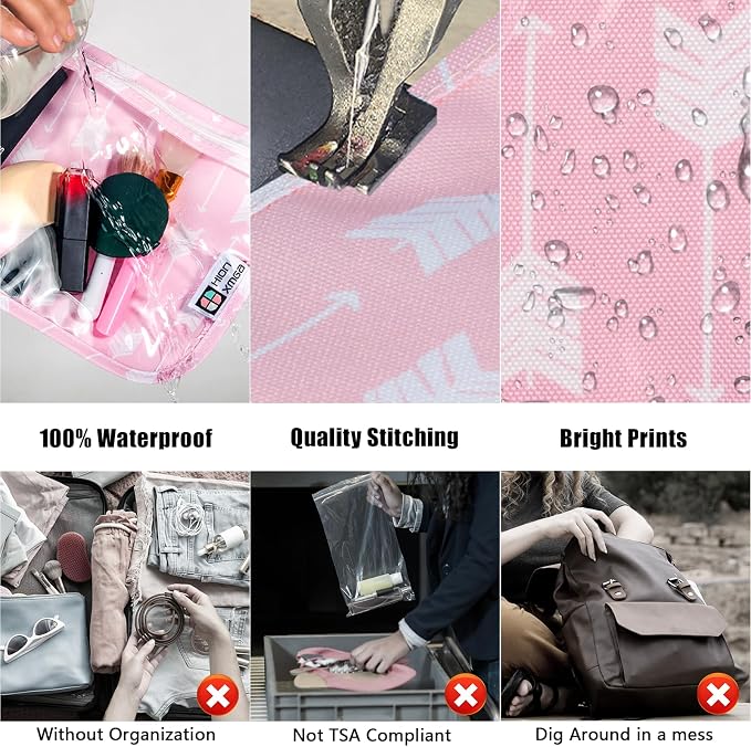 HIONXMGA Set of 3 Clear Travel Toiletry Bag, TSA Approved, Quart Size S/M/L | Clear Front Zipper Pouches Waterproof Cosmetics Bags for Women Kids Toiletries Baby Essentials Well-Organized Carry, Arrow B - Image 5