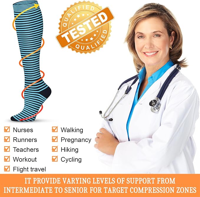 QUXIANG Compression Socks for Women & Men 15-20 mmHg, Best for Medical, Nursing, Running, Athletic, Varicose Veins, Travel - Image 5