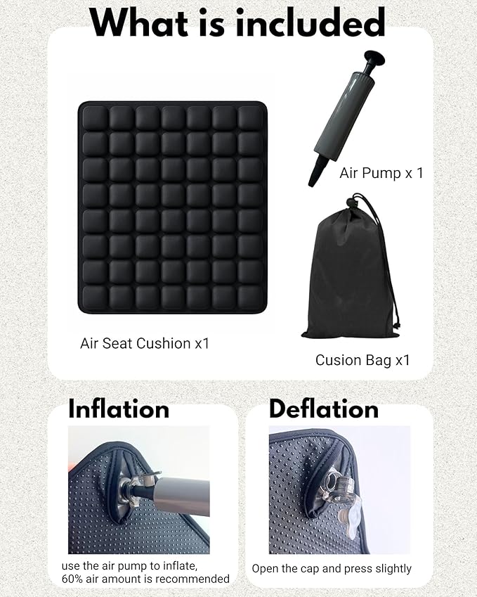 Travel Cushion, Inflatable Airplane Seat Cushion for Flights & Cars | Ergonomic design for tailbone support & pain relief. Lightweight for long flights, car, office & wheelchairs. - Image 6