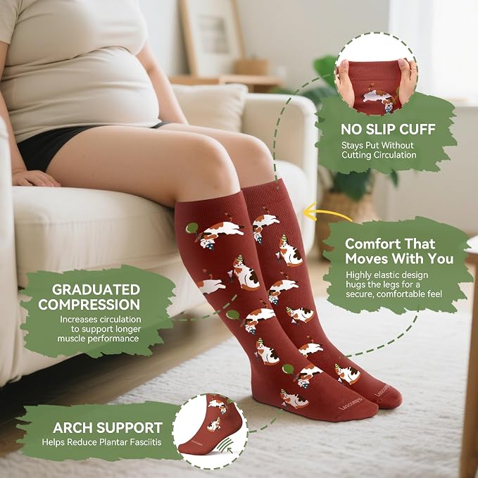 Plus Size Compression Socks for Women Men Wide Calf 15-20 mmHg Knee High Extra Large for Nurses Pregnant Travel - Image 3