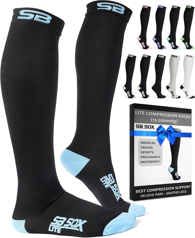 SB SOX Compression Socks for Men & Women (15-20mmHg) | Best Compression Socks for Flying, Medical, Sports, Wide Calf Fit, Pregnancy, and Daily Wear by SBSOX