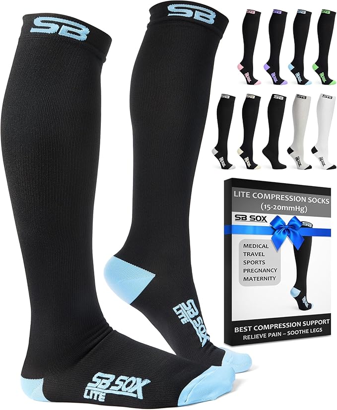 SB SOX Compression Socks for Men & Women (15-20mmHg) | Best Compression Socks for Flying, Medical, Sports, Wide Calf Fit, Pregnancy, and Daily Wear by SBSOX
