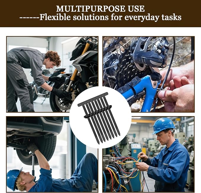 200PCS Cable Tie Buckle,Nylon Universal Automotive Zipper Clips,Heavy Duty Plastic Rivet T Self-Locking Zip Ties,Zippered Trim Clip Auto Parts,Button Ziptie Bumper Retainer Fender Liner Fastener - Image 7