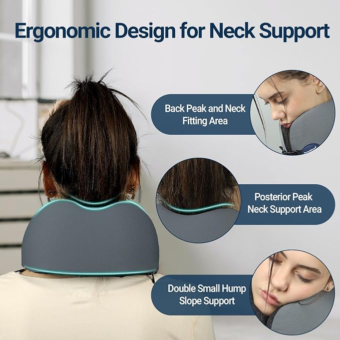 Season Guard Travel Neck Pillow for Airplane Car Flight - Dual-Core Memory Foam Pain Relief Pillows for Sleep - Best Traveling Essential Accessories for Rest - Head Cushion for Women Adult Kids - Image 5