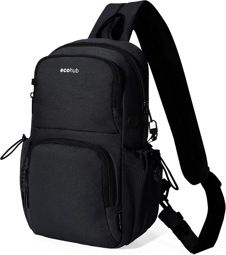 ECOHUB Crossbody Bags for Women Men, Anti-Theft RFID Blocking Sling Backpack Water Resistant Chest Shoulder Daypack, Black by ECOHUB