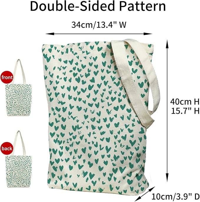 itgowisa Canvas Tote Bag for Women, Tote Bag with Zipper Inner Pocket, Zippered Canvas Bag for Shopping Work Grocery Everyday - Image 5