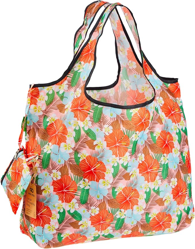 ECO CHIC Foldable Reusable Large Grocery Bags - Foldable Grocery Bags - Lightweight, Recycled & Reusable Shopping Bag - Waterproof, Packable Tote Fitting in Fine Grocery Bag Carrier by ECOCHIC