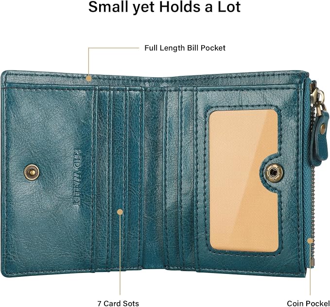 Ultra Thin Small Compact Leather Womens Girls Wallets RFID Blocking Credit Card Holder for Women - Image 4