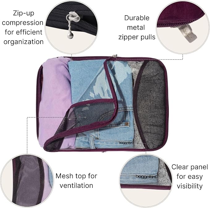 Baggallini Compression Cube 3-piece set - Lightweight Compression Packing Cubes for Travel - Image 3