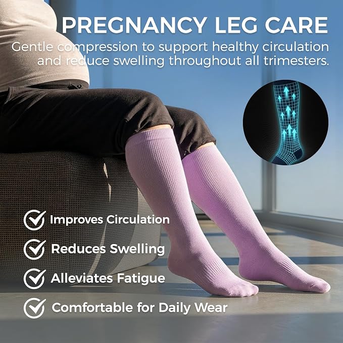Compression Socks for Women & Men 15-20 mmHg, Knee High, 3 Pairs | Graduated Compression, Supports Circulation, Ideal for Nurses, Pregnancy, Travel, Flights, Running & Athletic Edema - Image 3