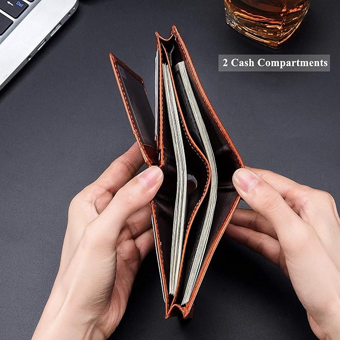 BULLCAPTAIN Large Capacity Genuine Leather Wallet for Men QB-027 | Bifold Wallet,RFID Blocking,Credit Card Holder,15 Card Slots,Special Expandable Design,gift choice - Image 4