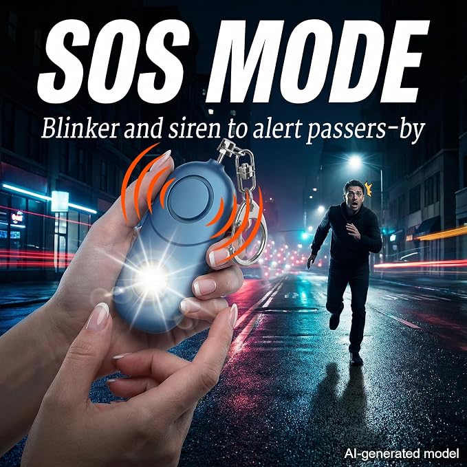 Personal Alarm for Women Keychain Alarm: Qoosea 135dB Emergency Keychain Siren with Strobe Light Loud Siren for Women Kids Students Seniors Emergency Self-Defense for Night Sports - Image 7