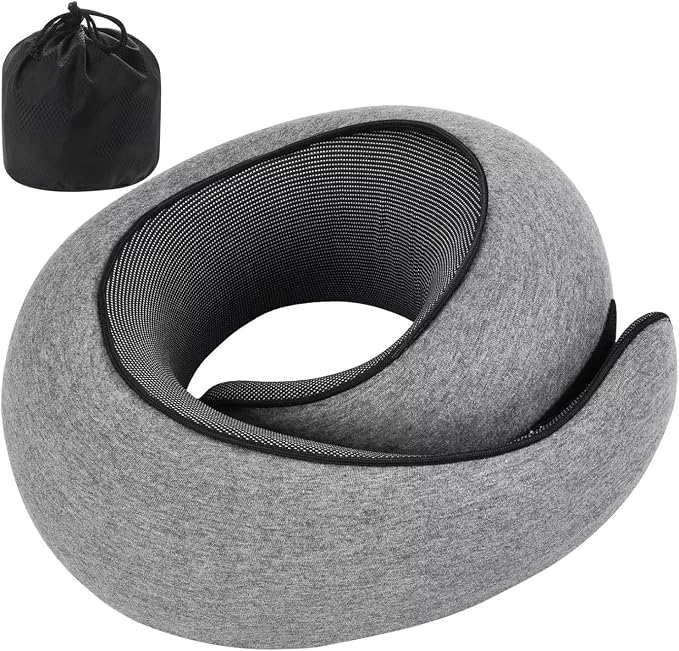 Neck Pillow | Compact Travel Pillows for Airplanes, Car Trips and Home Comfort| Foldable Memory Foam Neck Support | Size Adjustable for Adults and Kids | Lightweight (0.60 Pounds) and U-Shape Design by Unknown