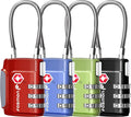 Fosmon TSA Approved Luggage Locks, Cable Suitcase Travel Lock, 3 Digit Long Shackle Combination Padlock, Wire Lock for Gym Locker, Backpack Anti Theft by Fosmon