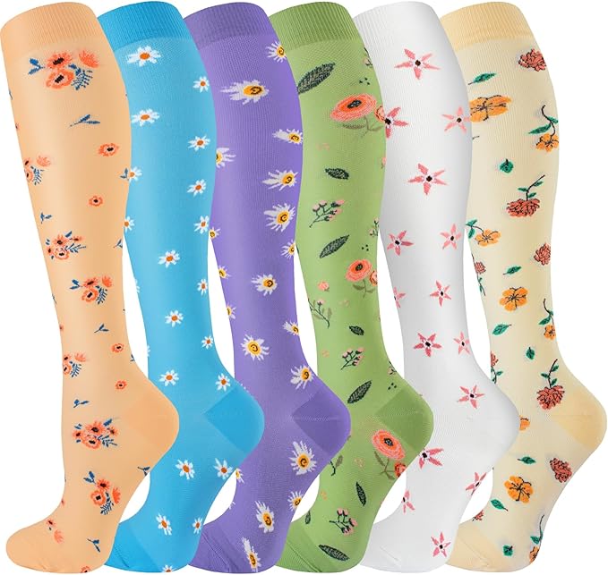 cerpite Compression Socks for Women & Men 6 Pairs Knee High Compression Socks 20-30 mmhg Best for Running,Nurse,Travel by Cerpitesportsstyles