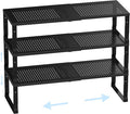 Cabinet Shelf,Expandable Adjustable Stackable Kitchen Organizer,for cabinets, Kitchens, countertops, bathrooms Shelf Organizer(3Packs/Black,Large) by Ipotivespaceorganization