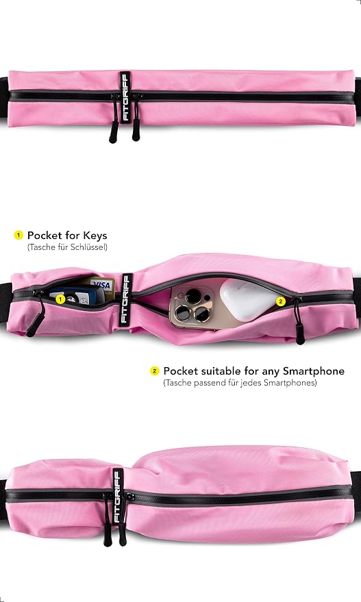 Fitgriff® Running Belt for Men & Women - Secure Jogging Pouch for Phone, Keys & Essentials - For All Cell Phones - Image 2
