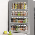 Mystozer 4 Pack Magnetic Spice Rack Organizer, Space Saver for Refrigerator and Microwave Oven, Metal Fridge Shelf Seasoning Rack Magnetic Fridge Organizer Magnet Shelf(White) by Mystozer