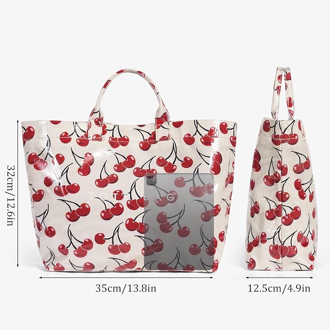 Lushandy PVC Tote Bag for Women Jelly Beach Bag Top Handle Hobo Handbag | Water-Resistant, Wipe Clean, Lightweight - Image 3