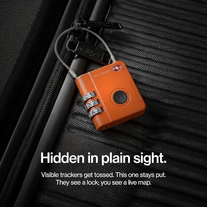 KeySmart SmartLock Tracking Luggage Locks, TSA Locks for Luggage, Combination Lock Compatible with Apple Find My App, Best Travel Essentials, Replaceable Non-Rechargeable Battery (Orange 1 Pack) - Image 8