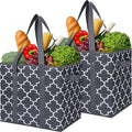 Reusable Grocery Bags 2Pack Foldable Washable Large Storage Bins, Dark Grey | Water Resistant Shopping Tote Bag Bins by WiseLife