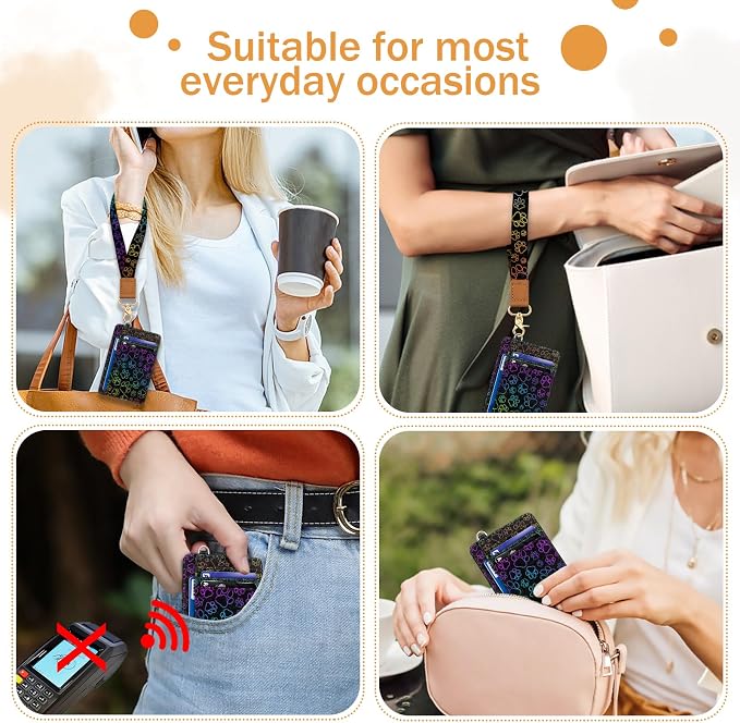 Yonlevres Dog Paw Credit Card Holder Slim RFID Wallet Women Wristlet Small | Front Pocket, Handy, RFID Blocking, Woman Girls Ladies Gifts, D-ring for Keychain,Thin Mini Card Case, ID Window, PU Leather - Image 3
