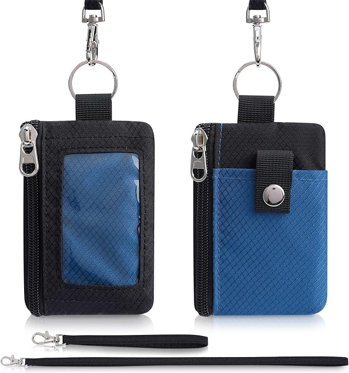 Artpaxy Minimalist Wallet For Mens Womens, Keychain RFID Blocking Zipper Small Wallet with ID Window 2 Lanyards,Water Resistant Travel Cash Card Coin Case Boys Girls - Image 7