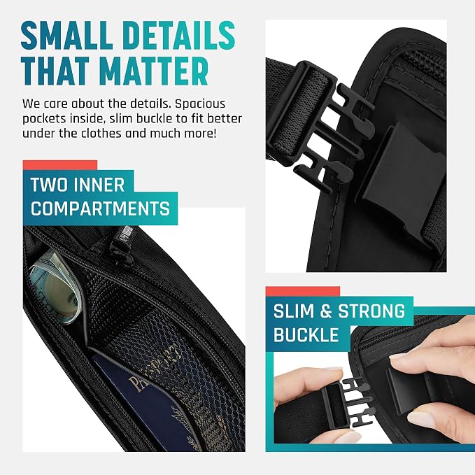 Alpha Keeper Money Belt for Travel Men Women Hidden RFID Passport Holder - Image 3