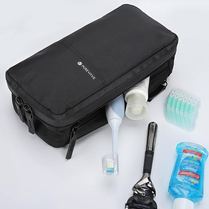 Purevave Compact Mens Toiletry Travel Bag Hanging, Mens Dopp Kit for Travel Waterproof, Wash Pouch Black | Minimalist compact design with multiple pockets, saves space in luggage and bathrooms - Image 7