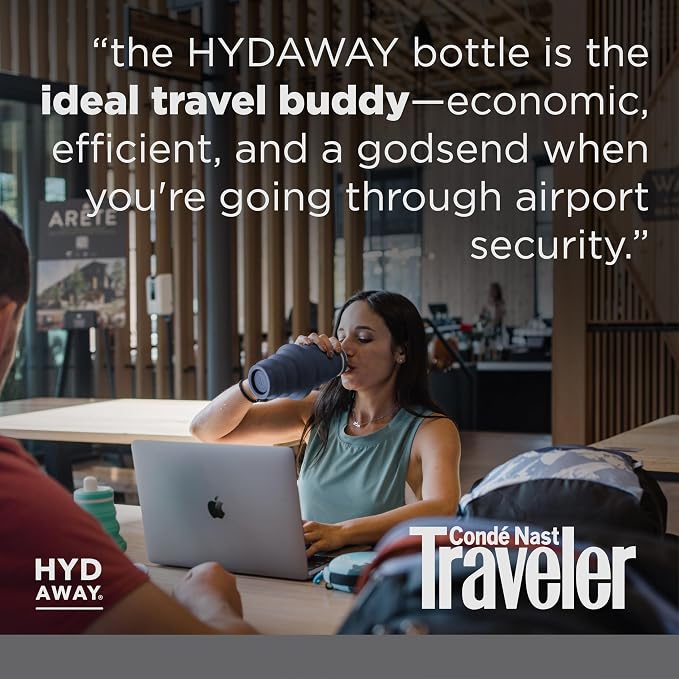 HYDAWAY 25oz Collapsible Water Bottle, Packable Leakproof for Travel | Large capacity design. Folds flat for carry-ons, day bags, hiking packs. Leakproof, BPA-free. - Image 6