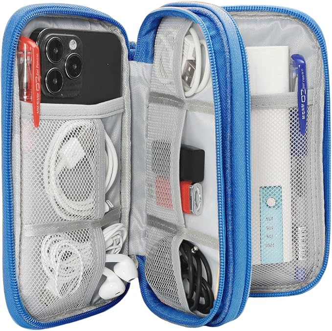 CAAORDKSO Cord Organizer Travel Cable Organizer Bag Tech Electronic Organizer Travel Case, Electronic Accessories Pouch Bag for Cable, USB, Cord, Charger, Phone, Power Bank, Earphone (Blue, Medium) - Image 3