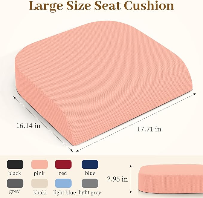 TranquilRelax Memory Foam Seat Cushion for Office Chair, 3-Inch, Pink | Medium-firm Support for Long Sitting, Washable Mesh Cover, Non-slip Base, Perfect for Car Seats & Short Drivers - Image 2