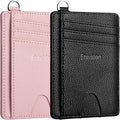 Slim Minimalist Front Pocket Wallet, RFID Blocking Credit Card Holder Wallet with Detachable D-Shackle for Men Women by Ecovision