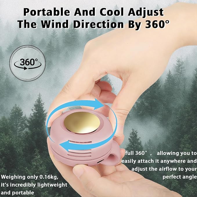 Portable Clip-On Fan, Mini USB Rechargeable 360° Rotatable Fan, Personal Fan 3-Speed Silent Mini Bladeless Fans (2 pack（Pink and Purple）) - Image 4