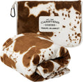 Carstens, Inc. Travel Blanket, Premium Compact 2-in-1 Airplane Blanket/Pillow, Cow Print by Carstens