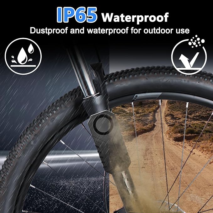 Wireless Bike Alarm with Blue Light Remote | 113dB Vibration Motion Sensor Alarm,IP65 Waterproof,7-Level Sensitivity,SOS Alert,for Bicycle,Motorcycle,Scooter - Image 5